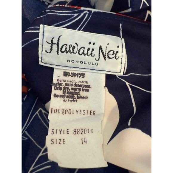 Vintage Hawaii Nei Blue Red Knit Hawaiian Floral 70’s Maxi Gown Halter Dress 14 - Picture 8 of 11